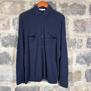 Naked Cashmere Midnight Blue Button Up Shirt Men's M Knit Top Soft Luxurious